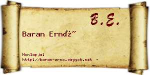 Baran Ernő névjegykártya