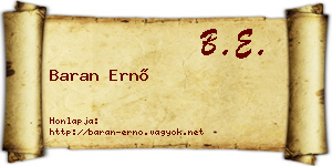 Baran Ernő névjegykártya